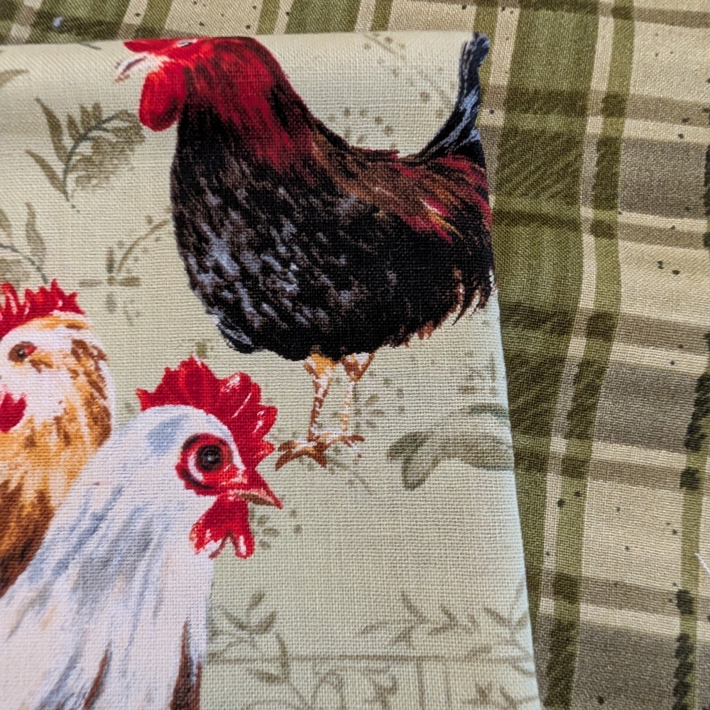 Rooster Farmhouse Green Fat Quarter (3) Fabric - Picture 3 of 4